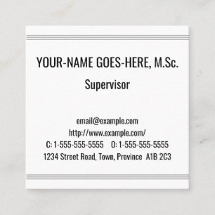 Quadrado Cartão de visita profissional humilde
