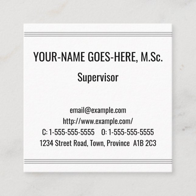 Quadrado Cartão de visita profissional humilde (Frente)