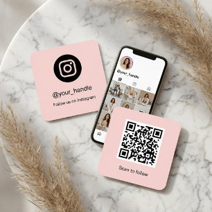 Quadrado Cartão de Visita QR Code do Instagram Personaliz