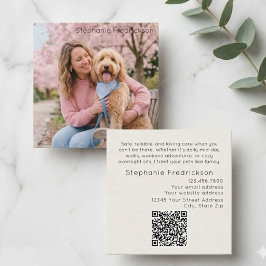 Quadrado Cartão de Visita QR Code Foto de Cães Cuidador Pas
