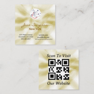 Quadrado Cartão de Visita QRCode com Logo Dourado Perolado