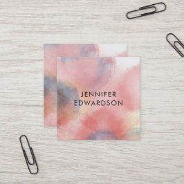 Quadrado Cartão de visita quadrada cor-de-água azul-rosa