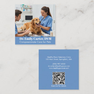 Quadrado Cartão de visita Veterinária Personalizável - Códi