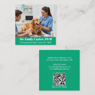 Quadrado Cartão de visita Veterinária Personalizável - Códi