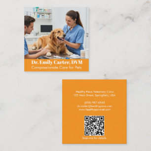 Quadrado Cartão de visita Veterinária Personalizável - Códi