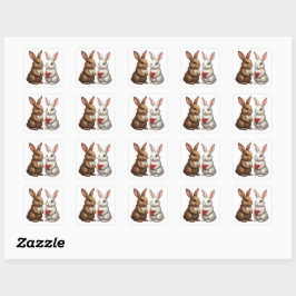 Quadrado Casal de Coelho Fofo – Adesivo de Bunny Amor