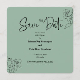 Quadrado Casual Verde-Sombra Salve o Cartão de Dat