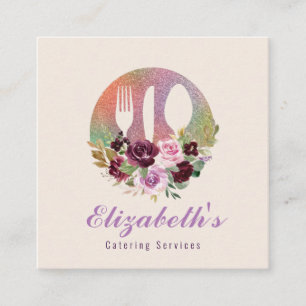 Quadrado Catering - logotipo floral cartão de visita