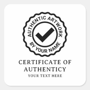 Quadrado Certificado de Autenticidade adesivo personalizado
