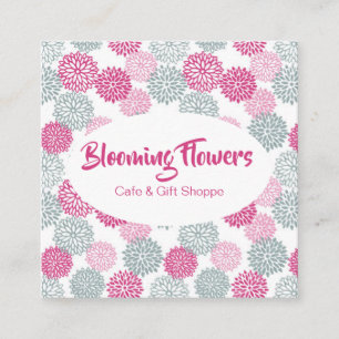 Quadrado Cinza Rosa e Cartão de visita Dahlia Flores Modern