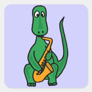 Quadrado CK - Dinossauro Engraçado Jogando Adesivo Saxofôni