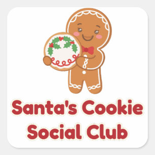 Quadrado Clube Social de Biscoitos do Papai Noel Adesivo de