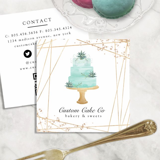 Quadrado Código QR de Cartão de visita de Bakery Personaliz (Criador carregado)