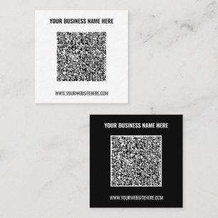 Quadrado Código QR e Cartão de visita de texto suas cores -