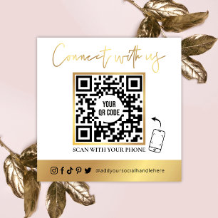 Quadrado Código QR Mídia social Cartão de visita branco e D