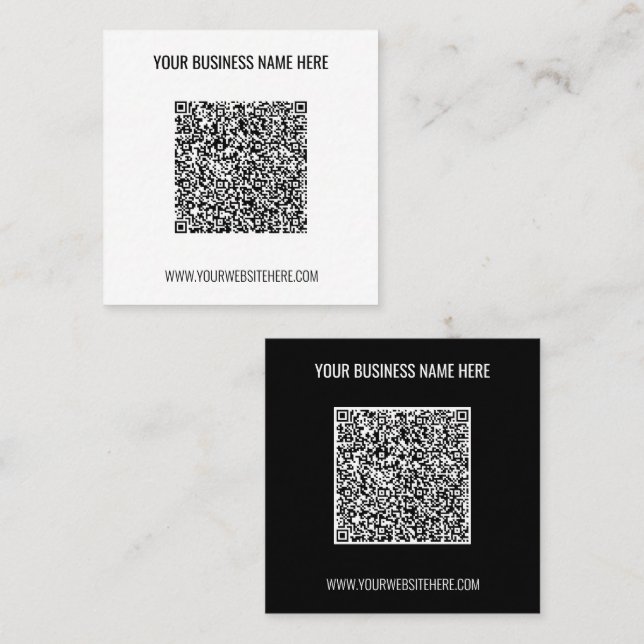 Quadrado Código QR Personalizado e Cartão de Visita com Tex (Frente/Verso)