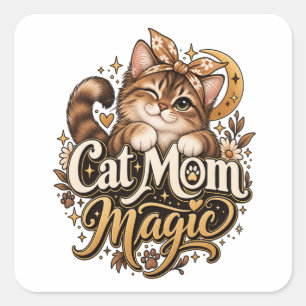 Quadrado Cola de Gato Mágica Adesivo Adesivo Fofo de Gata