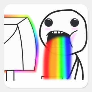 Quadrado Colocando o adesivo do arco-íris