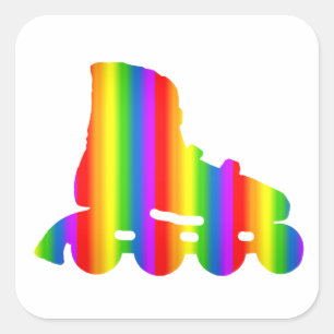 Quadrado Colorido adesivo de patins em linha arco-íris