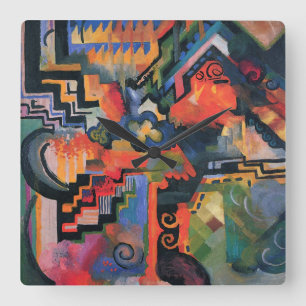 Quadrado "Composição Colorida" Relógio de Arte