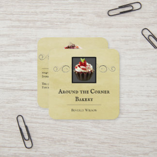 Quadrado Compro Bakery | Cartão de visita amarelo