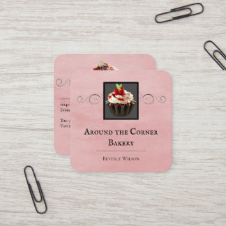 Quadrado Compro Bakery | Cartão de visita rosa