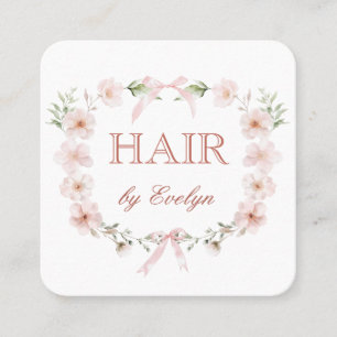 Quadrado Coquette Wildflower Frame Hair Cartão de visita