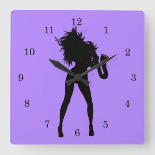 Quadrado Cor Personalizada Do Jogador Saxofone De Relógio P