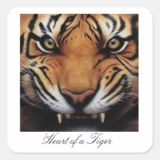 Quadrado Coração de um adesivo de tigre