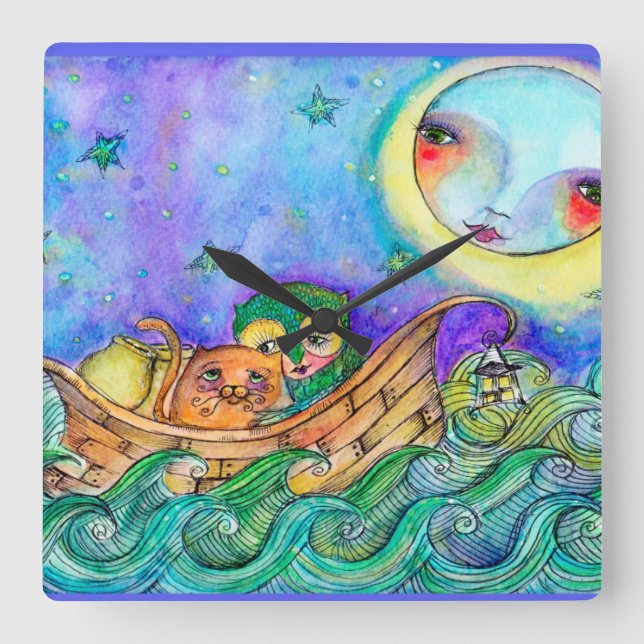 Quadrado Coruja e Relógio Coletor de Pussycat (Frente)