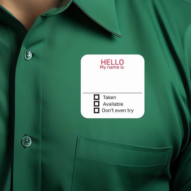 Quadrado Crachá de Identificação de Festa Engraçado Adesivo (Criador carregado)