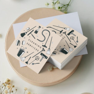 Quadrado Creme Clearing Services Square Cartão de visita