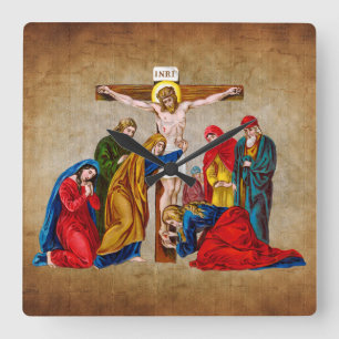 Quadrado Cristo JESUS NO RELÓGIO CRUZADO