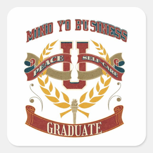 Quadrado Cuidado com o seu adesivo de negócios (Frente)