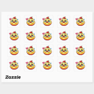 Quadrado Cute Kawaii Cupcake Triste Chorando com Adesivo Qu