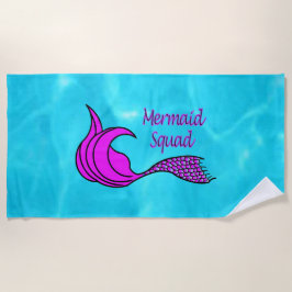 Quadrado da Sereia com toalha de praia rosa-sereia