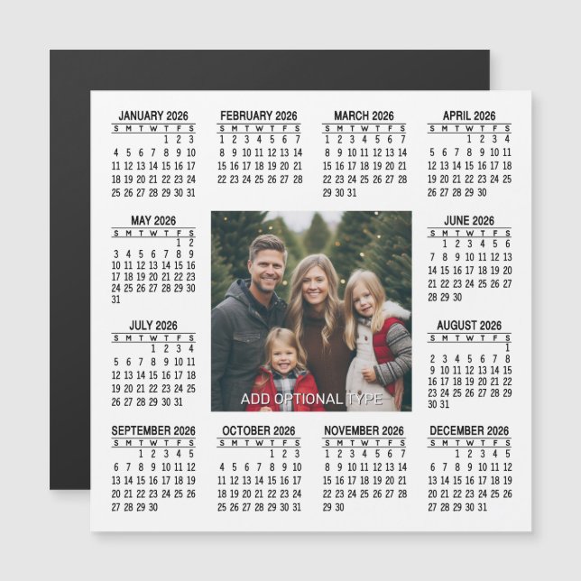 Quadrado de Calendário Magnético com Foto (Frente/Verso)