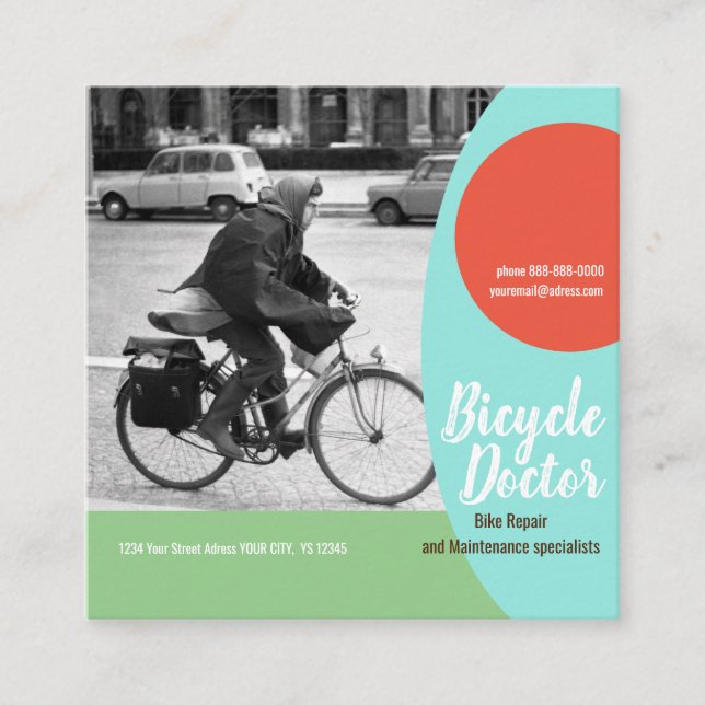 Quadrado de REPARO BICICICLETA, Cartão de visita d (Frente)