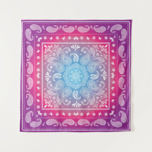 Quadrado de Tapeçaria Azul Vermelho (57" x %7")