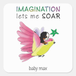 Quadrado 'Deixe sua imaginação voar' adesivo