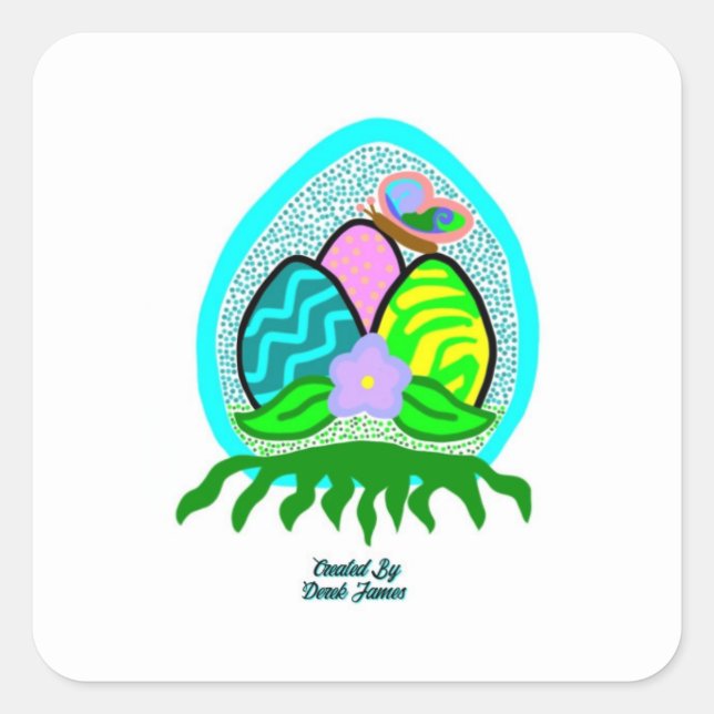 Quadrado Delicioso adesivo de ovos de Páscoa (Frente)