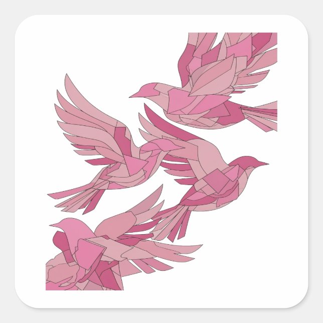 Quadrado Design de Adesivo Abstrato Rosa Fofo (Frente)