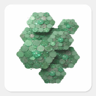 Quadrado Design de Adesivo de MOEDAS DA SORTE Verde Diverti