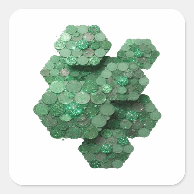 Quadrado Design de Adesivo de MOEDAS DA SORTE Verde Diverti (Frente)