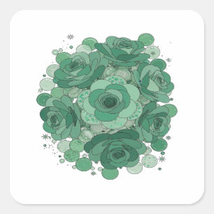 Quadrado Design de Adesivo de ROSAS VERDES Verde Divertido