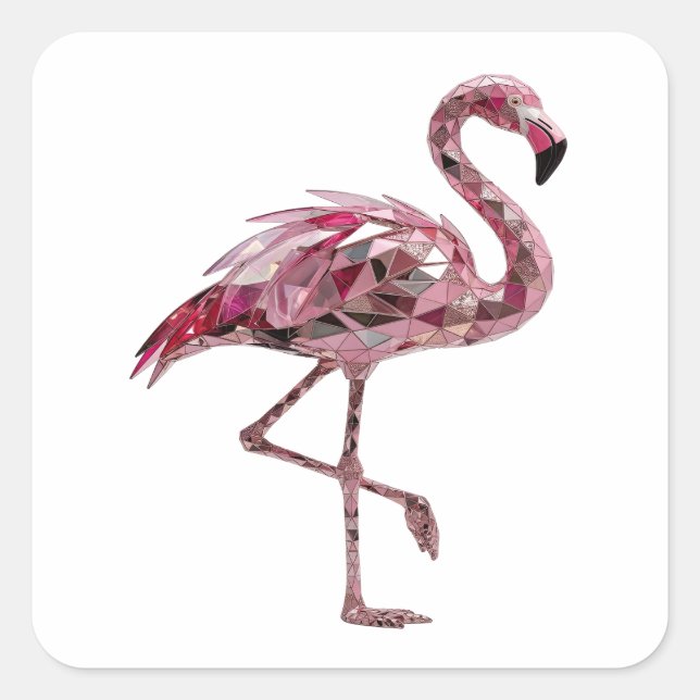 Quadrado Design de Adesivo FLAMINGO Rosa na Moda (Frente)