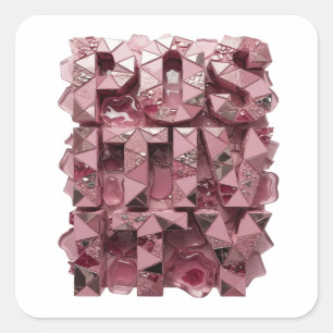 Quadrado Design de Adesivo Pedras Preciosas de Vidro Rosa D