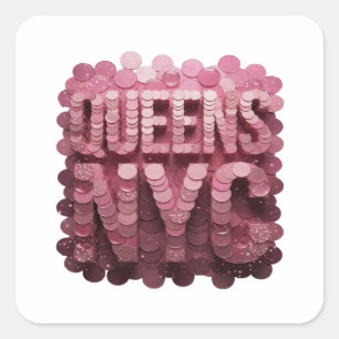 Quadrado Design de Adesivo Rosa Dinâmico QUEENS NYC