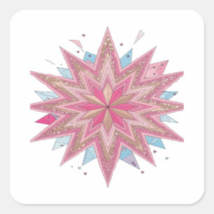 Quadrado Design de Adesivo Rosa Radiante PINK STAR