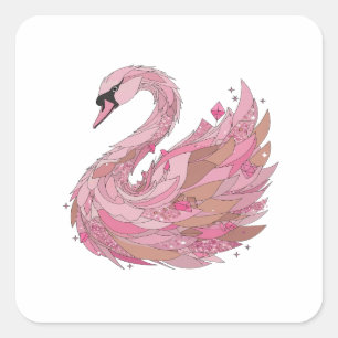 Quadrado Design de Adesivo Rosa Vibrante PINK SWAN